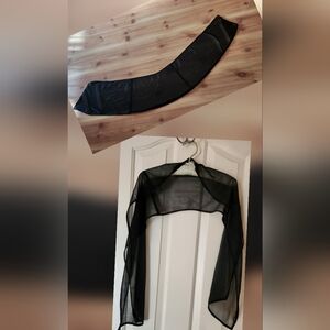 Black Curvef Sheer Shawl Wrap Around Shrug